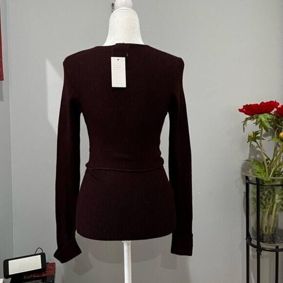 NEW BCBGMaxAzria Longline Ribbed Belted V Neck Fitted Layering Sweater S NWT - Picture 4 of 16